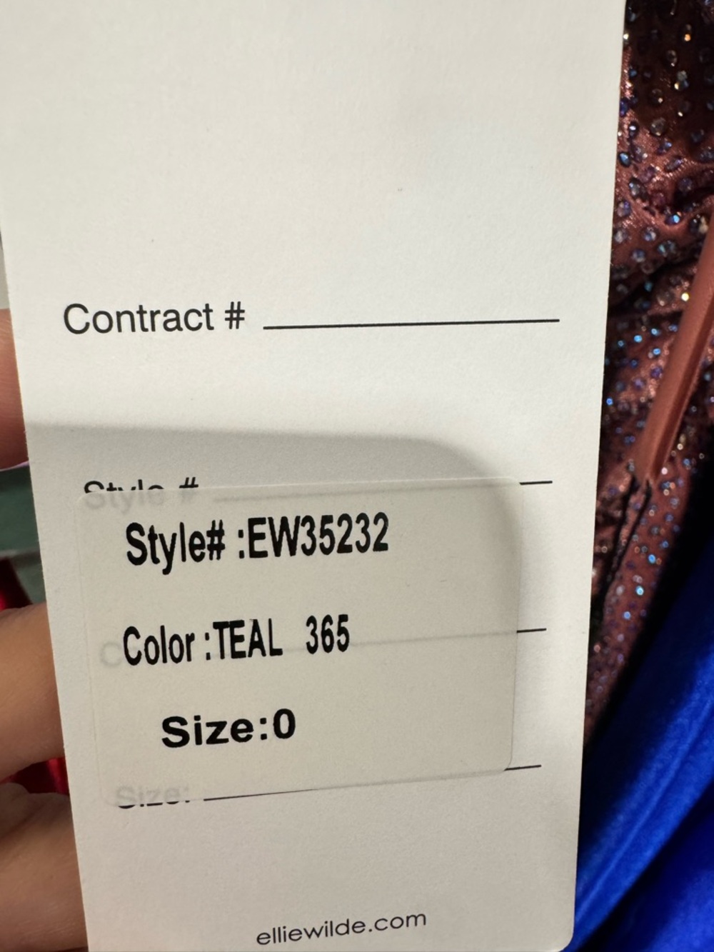 ellie wilde Teal Plunge V-Neck A-Line Prom Gown with High Slit - Picture 2 of 2